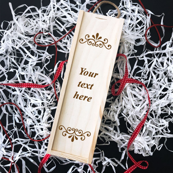 Wooden bottle box with your own text