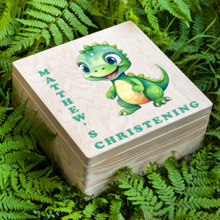 Wooden Box "Little Dragon's Christening" with a Custom Name (30x30cm)