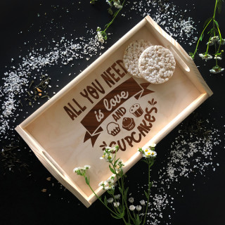 Wooden breakfast tray "All You Need"