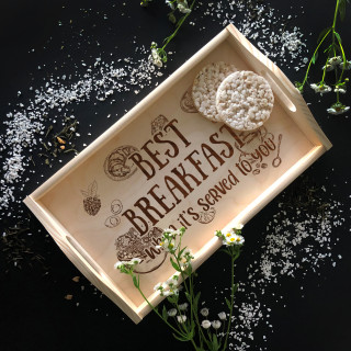 Wooden breakfast tray "Best Breakfast"