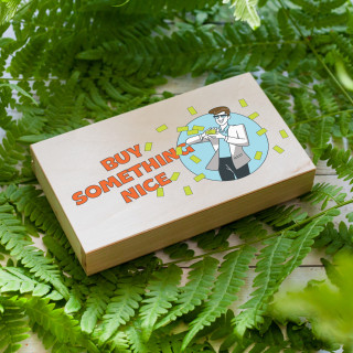 Wooden money box "Buy something"