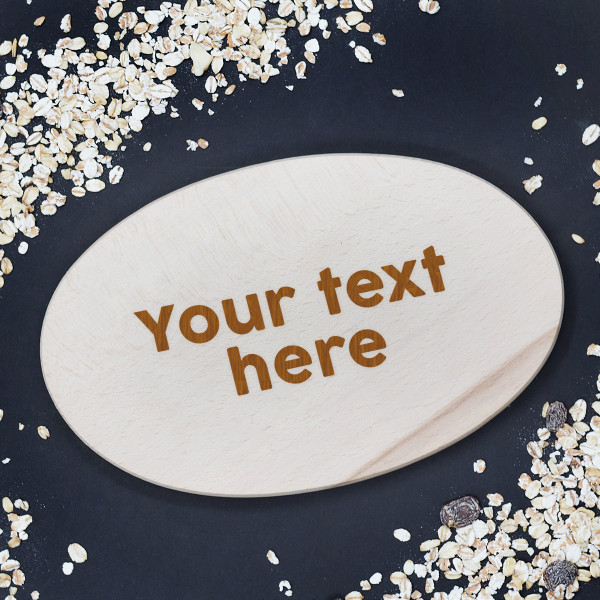Wooden oval cutting board with your custom text Wooden oval cutting board with your custom text