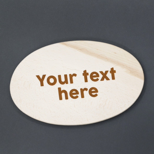 Wooden oval cutting board with your custom text Wooden oval cutting board with your custom text