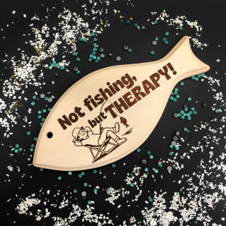 XL Engraved Wooden Fish-Shaped Cutting Board "Fishing Therapy"