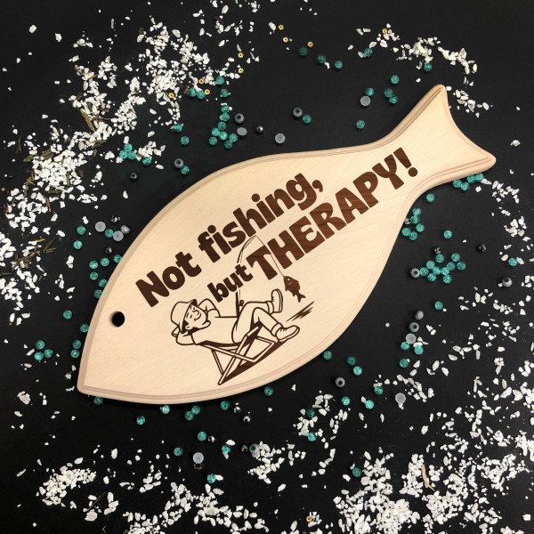 XL Engraved Wooden Fish-Shaped Cutting Board "Fishing Therapy" XL Engraved Wooden Fish-Shaped Cutting Board "Fishing Therapy"