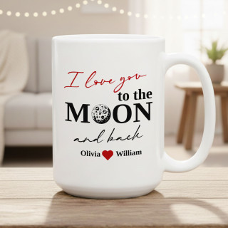 XL mug "To the moon and back" with your selected names (450ml)