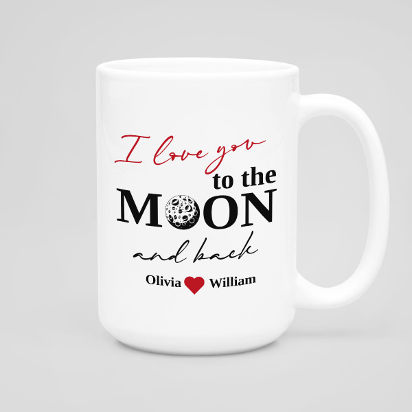 XL mug "To the moon and back" with your selected names (450ml)