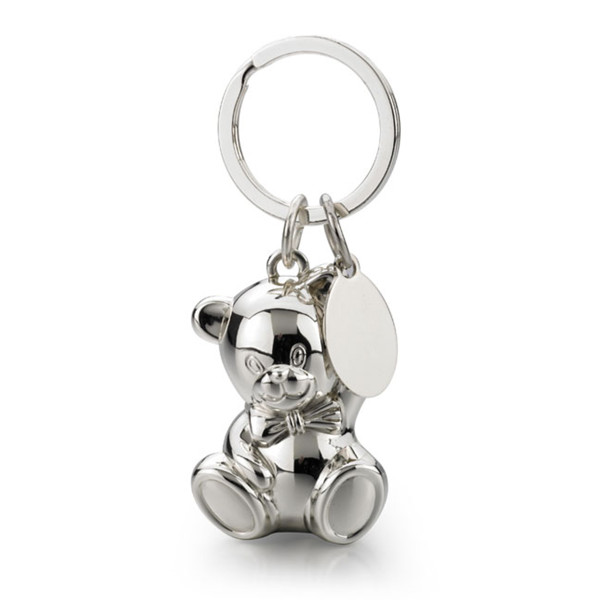 XL silver Plated keychain "Lucky bear" (with optional engraving for an additional fee)