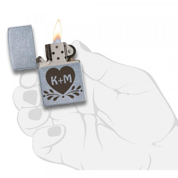 Zippo lighter "Heart" with selected initials